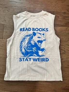 Read Books Stay Weird - Graphic Tee Muscle Shirt Opossum